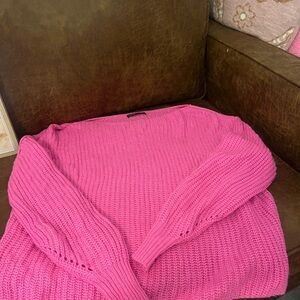 SHEIN Vibrant Pink Crew Neck Sweater